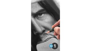 Step by step Realistic John Wick Drawing! (part-1)  #shorts #drawing