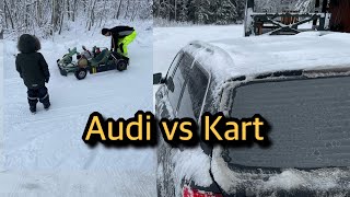 POV ice track driving - Audi S4 B6 V8 - 4 years old co-driver - ice track kart driving - bagirada.ee