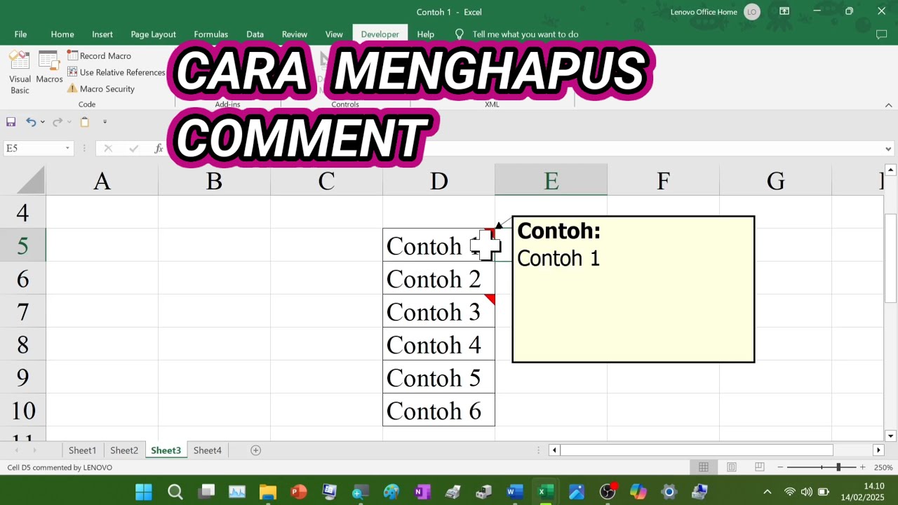 Cara Menghapus Atau Cara Menghilangkan Comment Di Excel Youtube