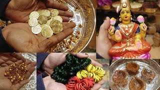 Karthika masam pooja items with prices|Panchagavya Diya Chitti gajulu |Lakshmi gavvalu| Gold flowers