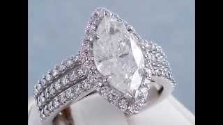 2.47 ctw Marquise Cut Diamond Engagement Ring with a 1.90 ct Center Diamond H Color/SI2 Clarity