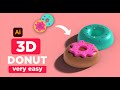 HOW TO MAKE 3D DONUT IN ADOBE ILLUSTRATOR 2023 | 3D IN ILLUSTRATOR