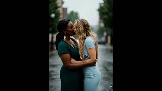 Beautiful Women in Love in Rain