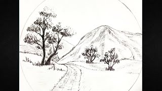 Simple landscape sketching - Pencil sketching for beginners