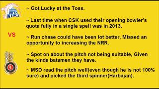 CSK vs RCB - Post Match analysis || CRICKET IN & OUT ||