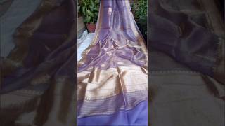 Pure Banarasi Handloom Lavender Tissue Silk Saree