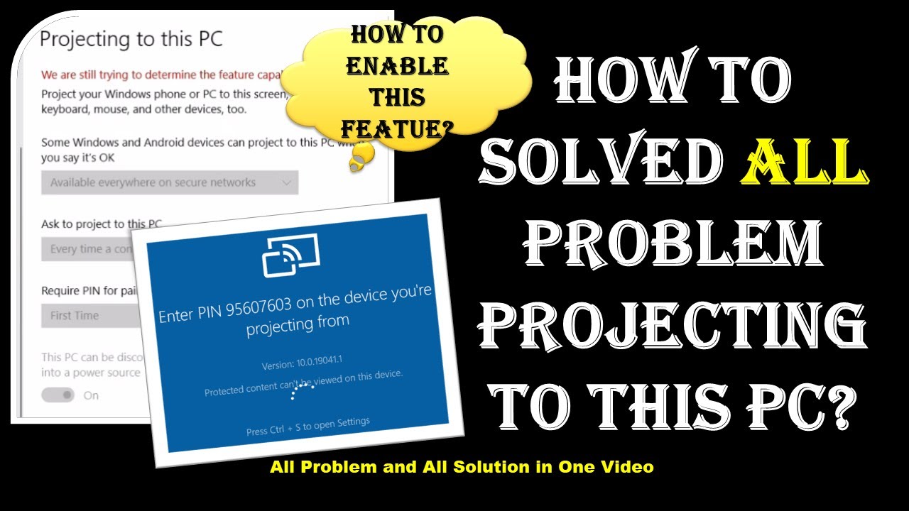How To Solved All Problem Projecting To This PC & Wireless Display ...