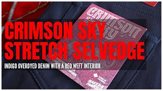 Crimson Sky Stretch Selvedge - Indigo Overdyed Denim With A Red Weft Interior