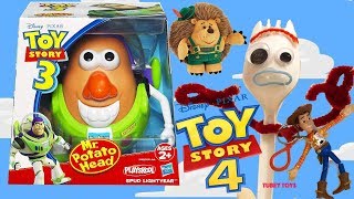 Unboxing Old Toy Story Toys Forky Toy Story 4 Spud Lightyear Mr. Potato Head, Woody, Buzz Tubey Toys