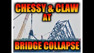 Chessy and the Claw working to remove steel debris at the Baltimore Bridge Collapse Site