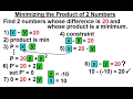 Calculus 1: Max-Min Problems (9 of 30) Maximize the Product of 2 Numbers