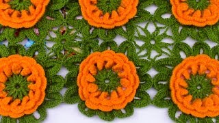 Flores tejidas a crochet para aplicar en manteles y centros de mesa paso a paso