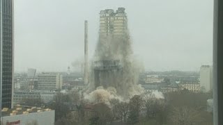 Record-breaking controlled explosion: Towerblock is detonated in Germany