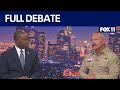 Tony Thurmond, Chad Bianco debate California crime, education