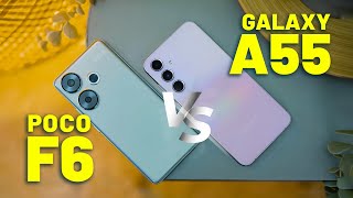 Poco F6 vs Galaxy A55 / مقایسه دو میانرده جذاب، از دو برند کاربلد