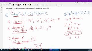 Section 4.1 - Introduction to Polynomials; Polynomial Functions