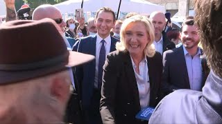 Far-right leader Marine Le Pen campaigns in local market in northeastern France | AFP