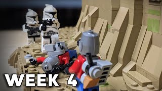 Building The Battle Of Jabiim In LEGO Week 4: completing the base of the ravine!
