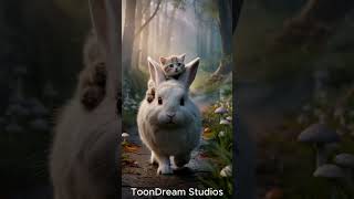 A Bunny and Kitten's Magical Adventure in the Forest!  #youtubeshorts