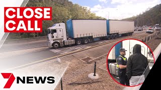 Victorian truck driver fined over smoking brakes on South-Eastern Freeway | 7NEWS
