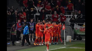 Wales fans celebrate Playoff win over Austria with Zombie Nation - Cardiff Stadium escalates