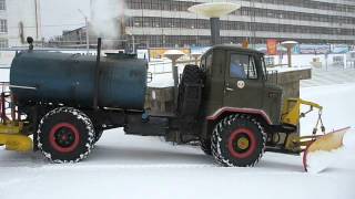 Old soviet icemaker  LU-1 wit snow plow on GAZ-66 shassis