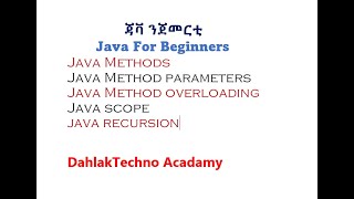 Java Methods Java Method Parameters Method Overloading Java scope Java Recursion