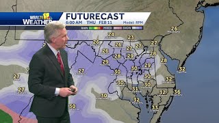 Snow tapers off quickly Thursday morning