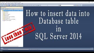 How to insert data into Database table in SQL Server 2014