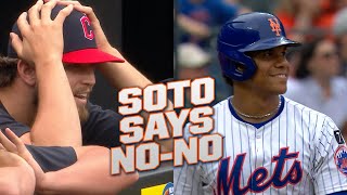 SOTO SAYS NO GO TO THE NO-NO! Gavin Williams' no-hitter is broken up in the 9th 😲