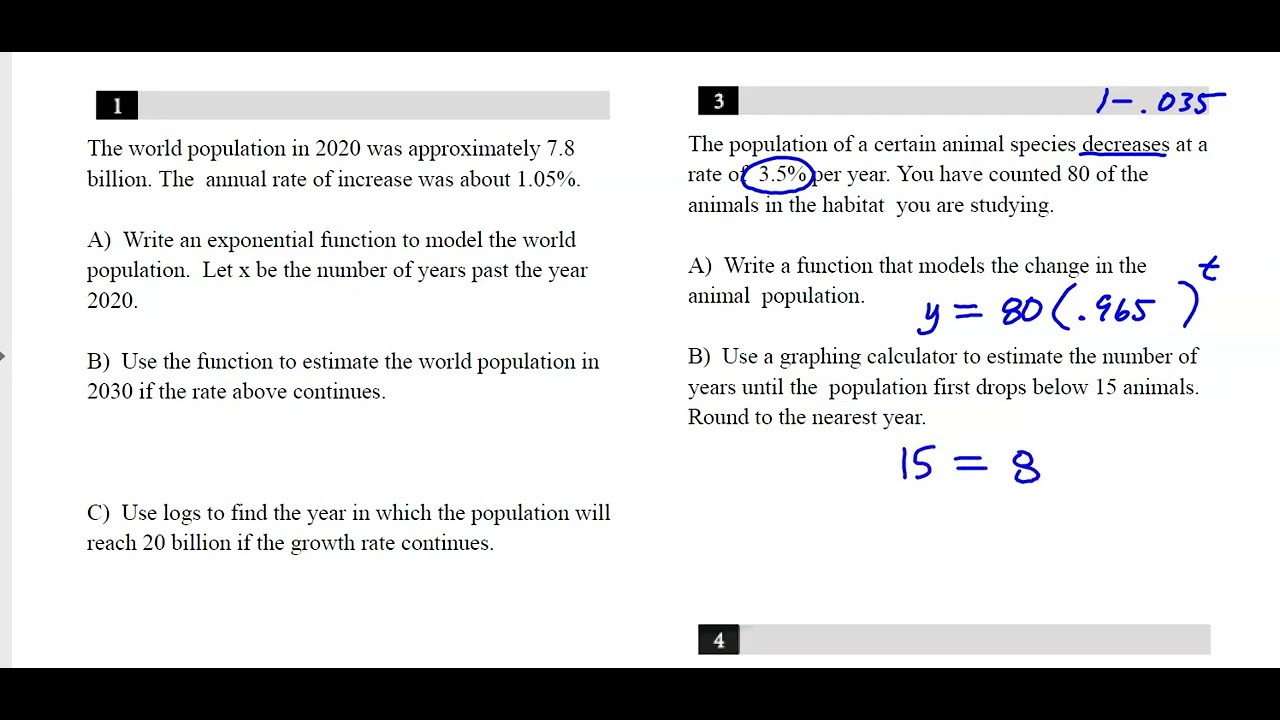 Ch. 7 Test Review Part 2 - Exponential And Log Functions - Honors ...