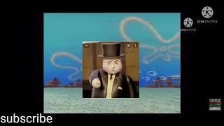 Sir Topham hatt is trying to get a pizza from spongebob