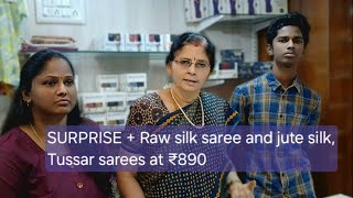 Wholesale price - Raw silk , jute silk and Tussar sarees @ 890/ ONLY//UNIQUESAREES MADURAI