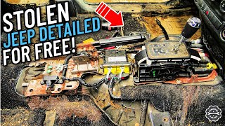Cleaning A NASTY STOLEN Jeep For Free!