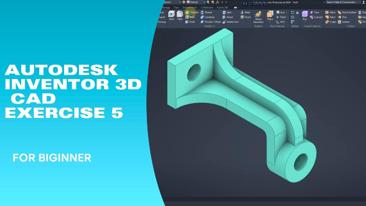 Autodesk Inventor 3d Cad Exercise 5 Youtube