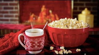 Fuzzy Red Winter Storm Fireplace Ambience