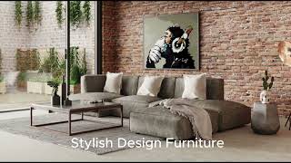 Divani Casa Dania - Modern Beige Fabric Sectional Sofa + Ottoman #furniture #modern #contemporay