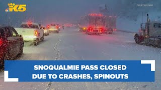 Snoqualmie Pass closed due to crashes, spinouts