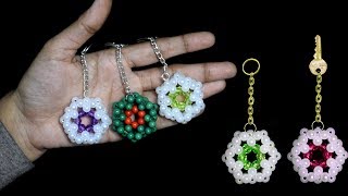 How To Make Crystal Beads Keychians At Home  | Beaded Keychains | Beads Craft Ideas