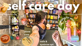 productive solo self care day | aesthetic pamper routine, everything shower & bookstore