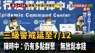 三級警戒延至7/12 陳時中:仍有群聚 無放鬆本錢－民視新聞