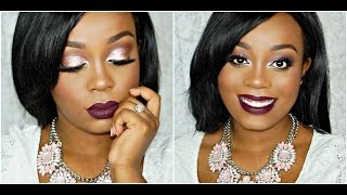 VALENTINE'S DAY MAKEUP 2016| Rose Gold Eyes & Maroon Lips