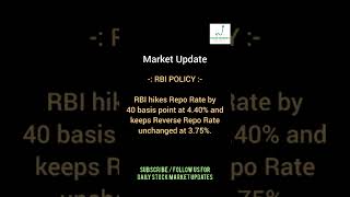 Stock Market Update : RBI POLICY for Repo Rate, News #shorts
