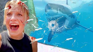 Payton Delu Attacked by Shark! | Ninja Kidz TV Shocking Moment