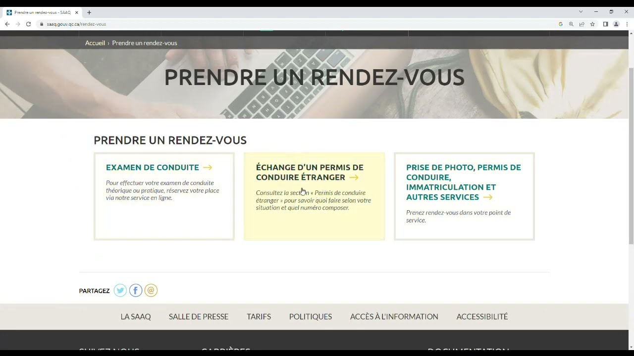 COMMENT PRENDRE UN RENDEZ VOUS EN LIGNE SUR LE SITE DE LA SAAQ? - YouTube