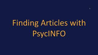 NEW Finding Articles with PsycINFO