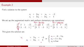 MATH 3191: Linear System with Infinite Solutions