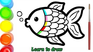 draw and color fish pictures for kids to learn and play