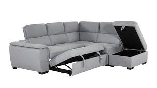 Urban Cali Gerardo Sleeper Sectional Sofa Bed with Storage Ottoman
