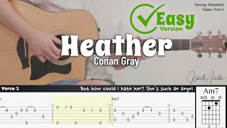 Heather (Easy & Plucking Version) - Conan Gray | Fingerstyle Guitar | TAB + Chords + Lyrics